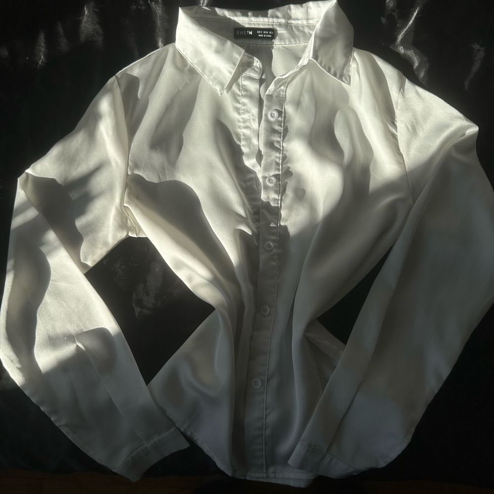 Shiny White Button Up